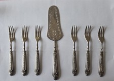 Posate antiche in lamina argento 800 - Set Per Dolce Con Lavorazioni 