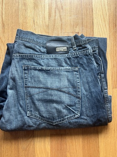 Pelle Pelle Men's Blue Denim Jeans Straight Leg Mid Rise Logo 5-Pocket 46