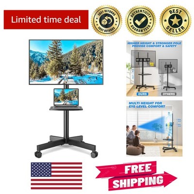 Elegant Rolling TV Stand for 23-55'' TVs, Height & Tilt Adjustable, 88lbs Capa...