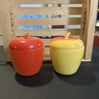 Vintage Hazel Atlas Apple Shaped Milk Glass Jam/Jelly Jars NICE!!