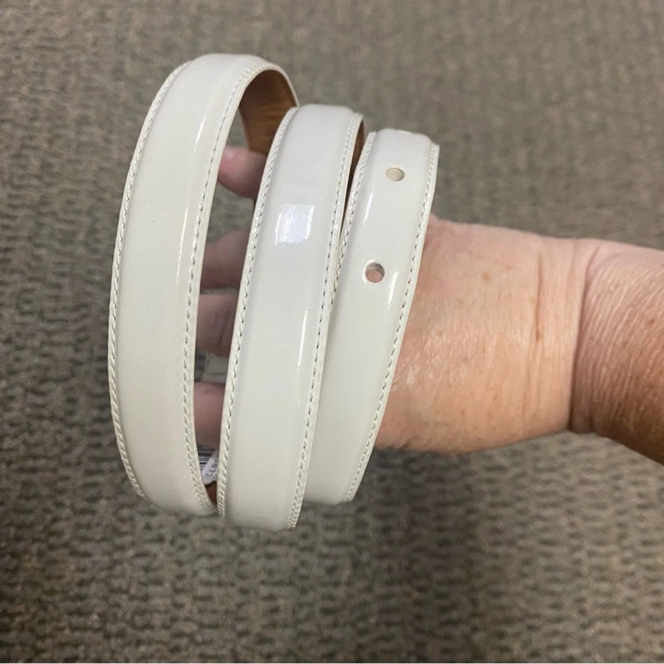 Lauren Ralph Lauren Women’s White patent genuine Leather Belt XL wardrobe staple - Image 2 of 4