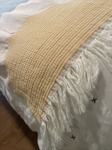 TEXTEIS PENEDO 100% Cotton Throw Coverlet 55”x69” Pastel Geometric Style - Picture 8 of 10