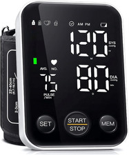Upper Arm Blood Pressure Monitor Large LED One Button Dual User Memory