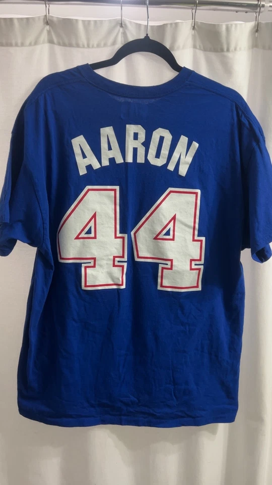 Camiseta para adultos XL Majestic Atlanta Braves Hank Aaron Foto 2 de 3