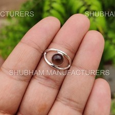 Handmade Smoky Quartz 925 Sterling Silver Open Band Dainty Natural Gemstone Ring