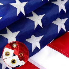 Heavy Duty American Flag 3x5 FT Outdoor Made in USA Embroidered Brass Grommets