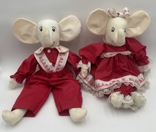 VTG Pair of Homemade University of Alabama Crimson Tide Handmade Elephant Dolls