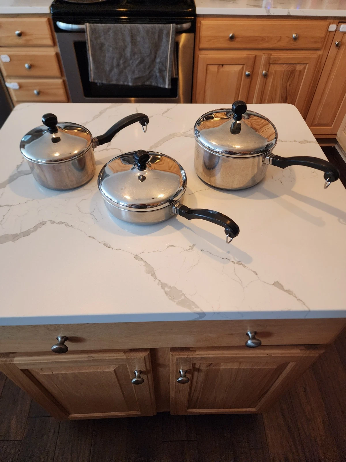 Vintage Farberware Stainless Steel Aluminum Clad 6 Piece Set Pots Pans Lids