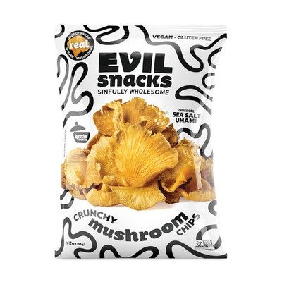 EVIL SNACKS Crunchy Mushroom Chips - Original, Non-GMO 2 Ounce (Pack of 3) 