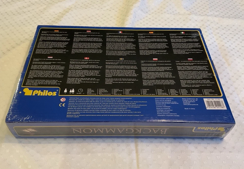 Philos Backgammon 30 cm Holz Koffer Gesellschaftsspiel Neu OVP Eingeschweißt - Bild 3 von 3