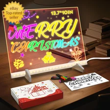 LED Drawing Board -13.7'' X 10" Doodle Glow Board for Christmas Gift, Room/Store