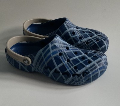 Crocs Mens Baya‎ Holiday Plaid Clog blue Size 12 NWT Crocs Baya Holiday Plaid Clogs Blue Jean Sandals Unisex  main image 2