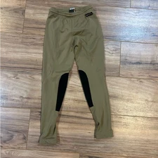 Kerrits Kids Riding Tights – Darker Tan w/ Black Knee Patches – Size 8 (Medium)