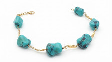 Turquoise Stone Gold Chain Bracelet Elegant Gemstone Jewelry Gift For Her Boho