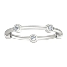 Finecraft Bezel Station Eternity Ring with Moissanites in Sterling Silver
