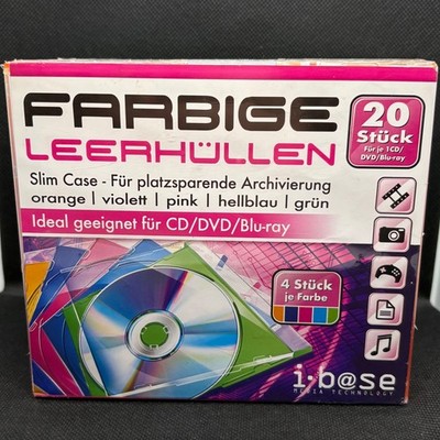 20 x CD DVD Blu-ray Leer Hüllen Slimcase i-b@se Jewelcase Multipack Mehrfarbig