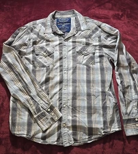 Supply Company USA Large Plaid Shirt Men’s Brown Gray Casual Cotton Top
