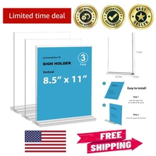 Professional 8.5x11 Acrylic Sign Holder 3-Pack - Lightweight & Elegant Display