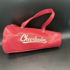 Vtg Red Cheerleader Embroidered Megaphone Shaped Purse 10.5 Long Retro
