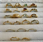 Vtg Ring Lot Gold Plated Costume Jewelry Enamel Multicolor Faux Gemstones