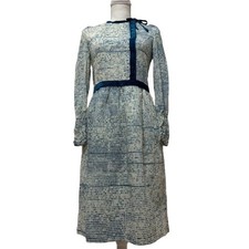 Mina Perhonen Pray Dress Green Tile Pattern S Side Zipper Used -From Japan