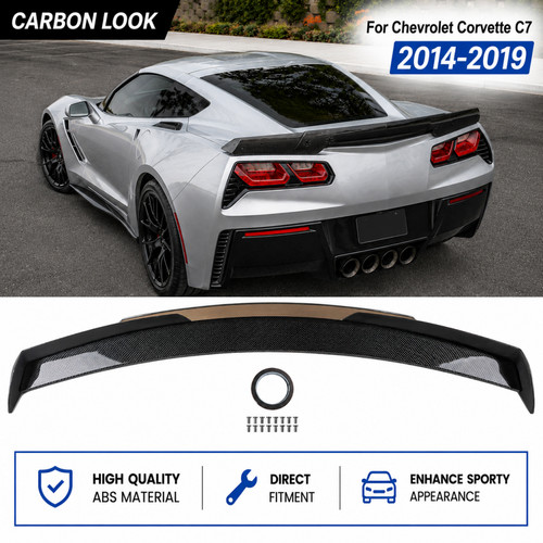 For Chevy Corvette C7 14-19 Z06 Stage 3 Carbon Fiber Look Trunk Spoiler Wing