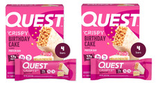Quest Crispy Hero Protein Bars 4 Ct Birthday Cake   Set of 2 Packs