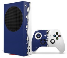 Skin Wrap for XBOX Series S Console Controller Ripped Colors Blue White