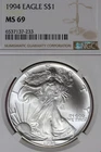 1994 NGC MS69 AMERICAN SILVER EAGLE #B52760