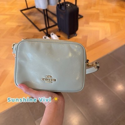 NWT Coach Mini Carey Crossbody Bag CEK70 glazed leather/Gold/Light Pistachio