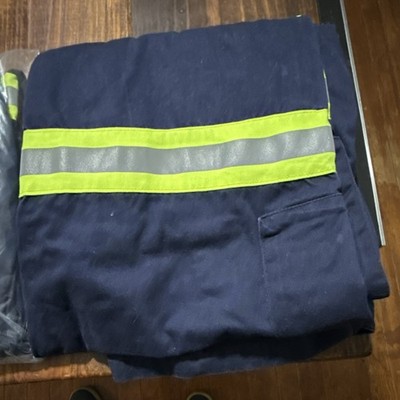 3 PAIR BOCOMAL FR Navy Work Pants Flame Resistant Reflective Stripes Size 38/32