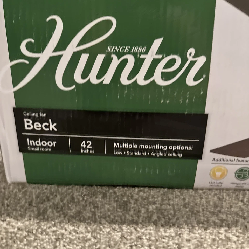 Hunter Fan - Beck 42" Ceiling Fan w/ LED Light Kit &Pull Chain-Matte Black - Image 2 of 4