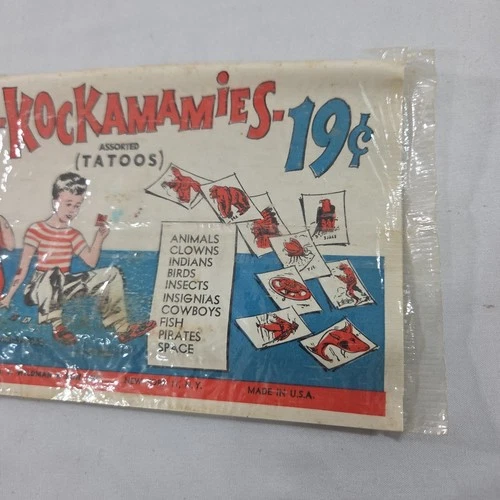 Vintage 1962 Washable Tattoo Sheet Kockamamies - A.J. Wildman NY USA - NEW NOS image 5