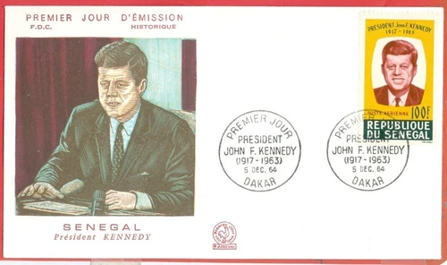 Senegal + Argentina Topic Kennedy JFK 2 diff FDC Cover