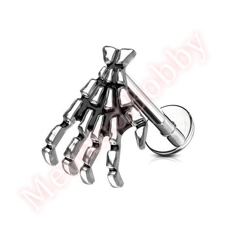 16G Skeleton Hand Labret Monroe Lip Bar Ring Stud Body Piercing Jewellery - Picture 1 of 2
