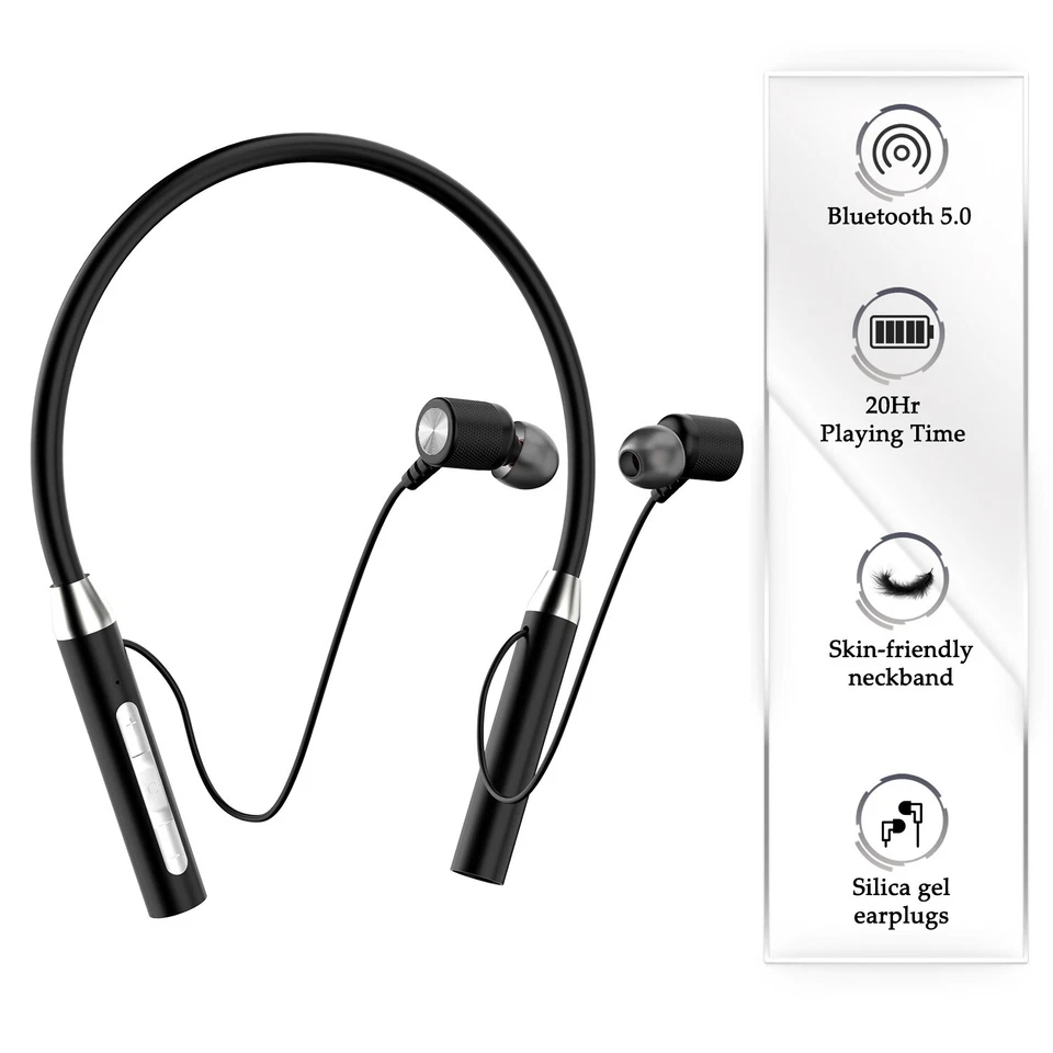 Wireless Bluetooth Headphones Super Bass Neckband Stereo Earphones Headsets Mic - Image 4 of 4