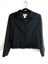 Pendleton Lined Blazer Jacket Virgin Wool Charcoal Black Button Women s Size 12
