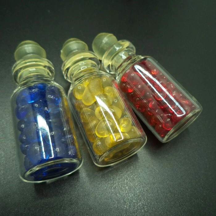 JUEGO 3 PIEZAS. BOTELLA INDIA SARIRA PRA TATH AMARILLO ROJO AZUL SAKAYAMUNI BUDA RELIQUIAS Foto 4 de 4