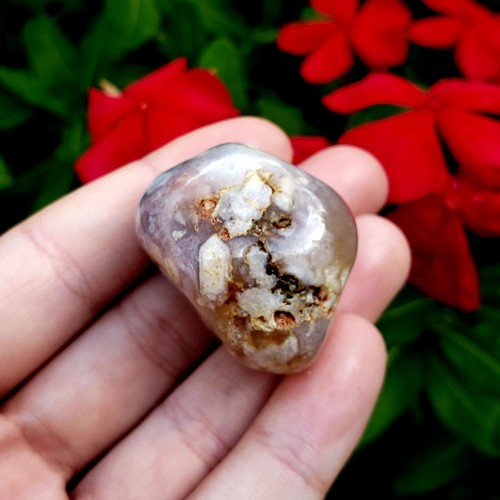 Flower agate tumbled polished crystal healing natural gemstone from Brazil -pc#6 - Picture 7 of 7