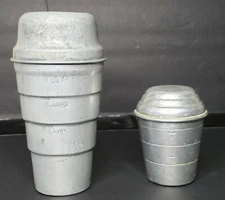 Vtg Aluminum 2Cups + Sears Best Maid of Honor 1Cup Shaker Embossed Measurements 