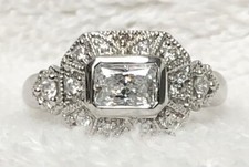 Antique Design Radiant Cut Cubic Zirconia Ring