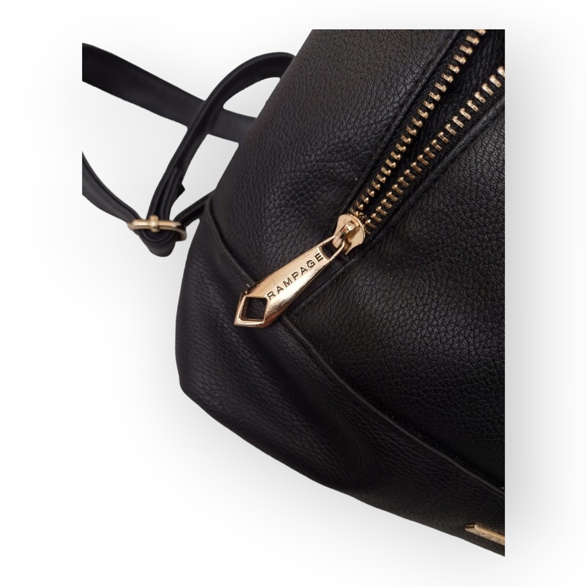Rampage Black Backpack / Vegan Faux Pebbled Leather Backpack 