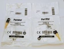 2 (LOT) POMONA 2382-0 BLACK Miniature Binding Post Gold Plating