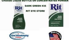 DARK GREEN #35 RIT Fabric DYE choose Liquid Bottle or Powder Concentrate