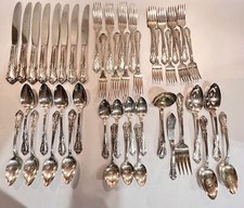 Oneida Silver Glenrose-Woodcliff Set Of 46 Fork Spoon Knife Serving Pieces Rare