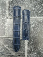 New 20mm Leather Strap Blue Watch Band CARTIER Ballon Bleu Single Fold Large