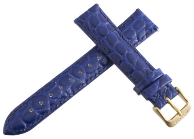 Invicta 18mm Blue Alligator Embossed Leather Watch Band Gold Tone Buckle