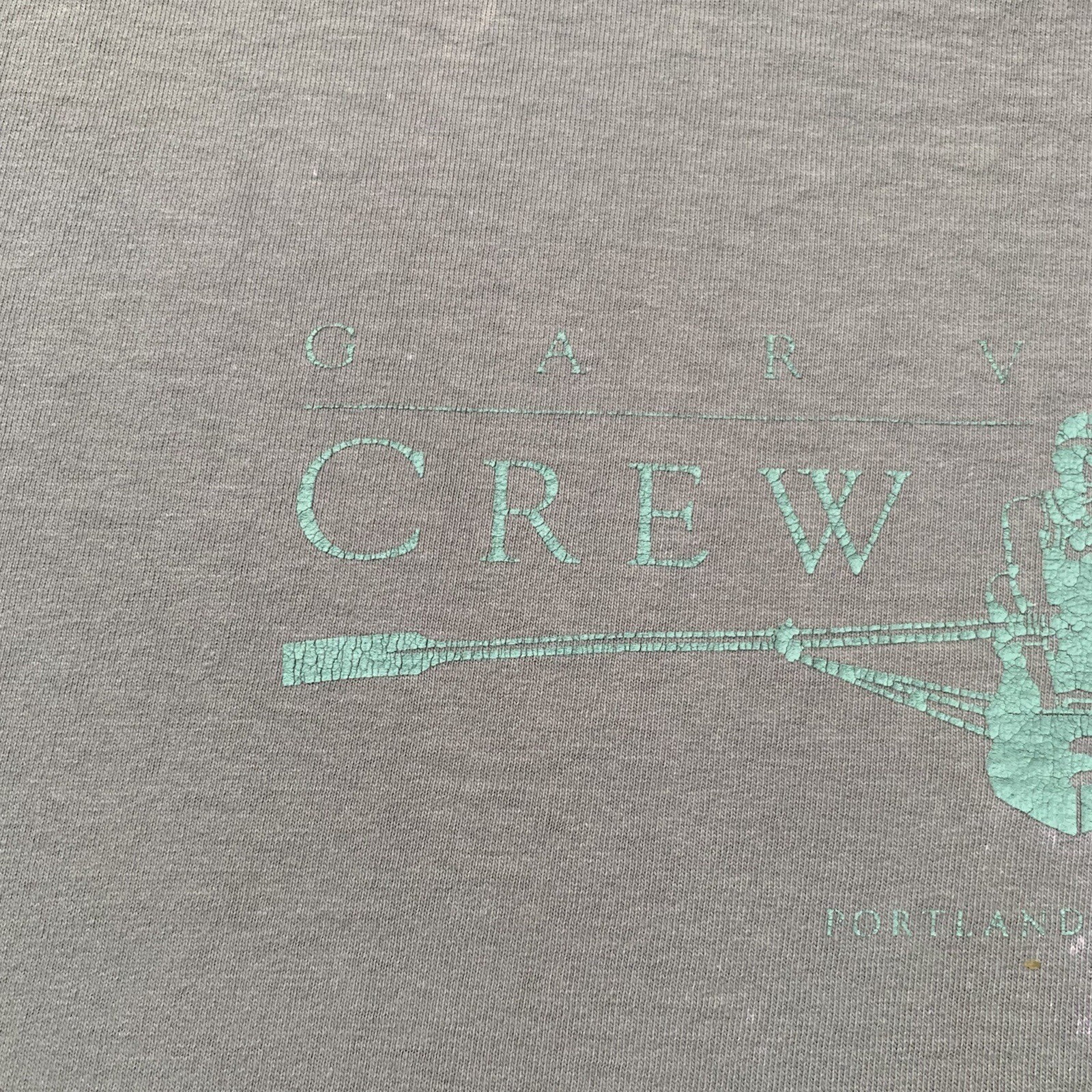 Camicia vintage anni '90 Garveys Crew Ho taglia L punto singolo Portland Oregon fila