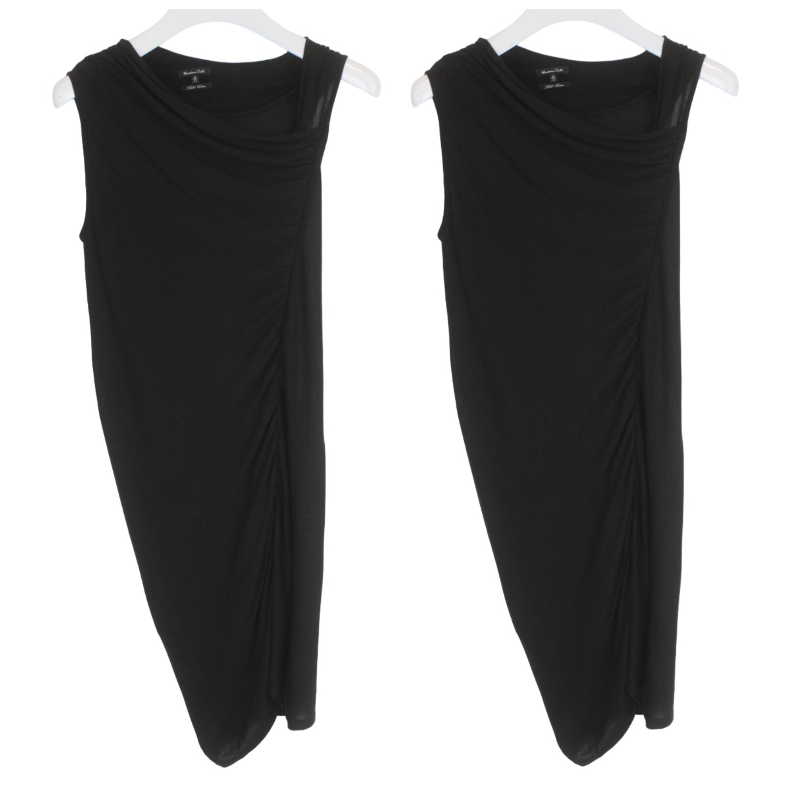 MASSIMO DUTTI Silk-Cotton Dress Women's MEDIUM Knit Lined Stretch Black 2 Piece