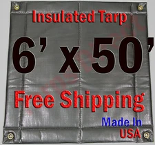 6' x 50' Insulated Poly Tarp 1/4" Foam Core Concrete Padding Wall Cushion Kiln